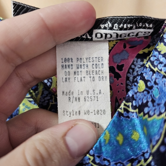 Vintage 90's Slip Chemise Nightgown Paisley Green Blue Sexy Silky - Picture 5 of 7